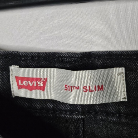 Boys Levis 511 Slim Straight Black Jeans Waist Adjusters Pockets Sz 12 Reg 26x26 - Picture 6 of 9